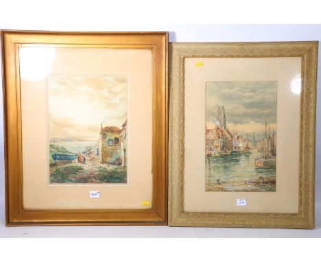 JOHN HAMILTON GLASS SSA (Scottish 1820-1885)&nbsp; Two works, 'On the Shore Dysart' and another of a Dutch scene&nbsp; Waterc