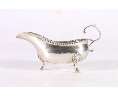 18th Century sterling silver cream jug or sauce boat, probably Robert Prinkley and Robert Scott II, Newcastle 1785, 93.5 gram