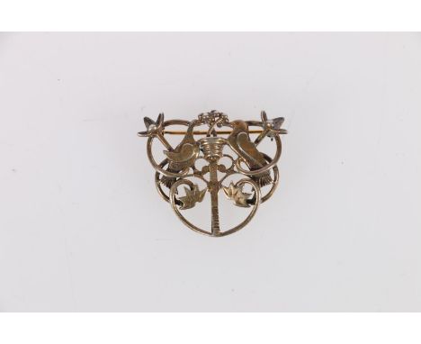 Sterling silver eternal love dove brooch, Edinburgh, maker Old Maine Gorie. 