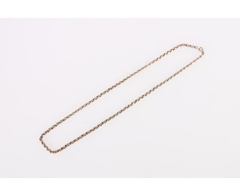 9ct gold ring link necklace, 19.4g. 