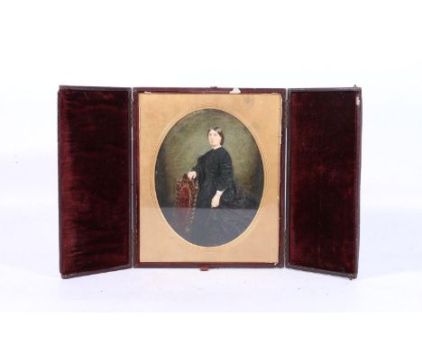 19TH CENTURY SCHOOL&nbsp; Three quarter length portrait of a lady in black mourning dress&nbsp; Daguerreotype?, unsigned, 18c