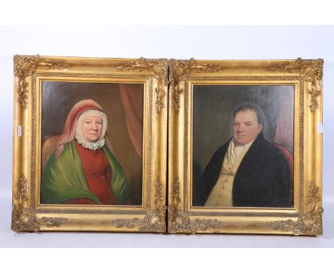 19TH CENTURY SCHOOL&nbsp; A pair of portraits of a Gentleman and a Lady&nbsp; Oil on wood panels, unsigned, 29cm x 24cm, fram