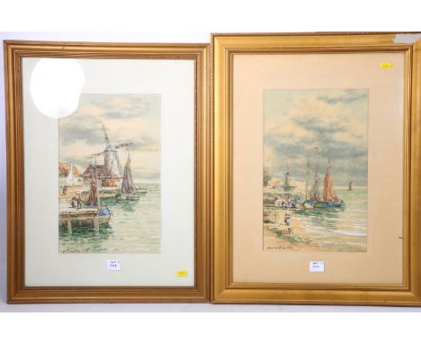 JOHN HAMILTON GLASS SSA (Scottish 1820-1885)&nbsp; Two works, 'Old Port on the Scheldt' and a Dutch coastal scene&nbsp; Water