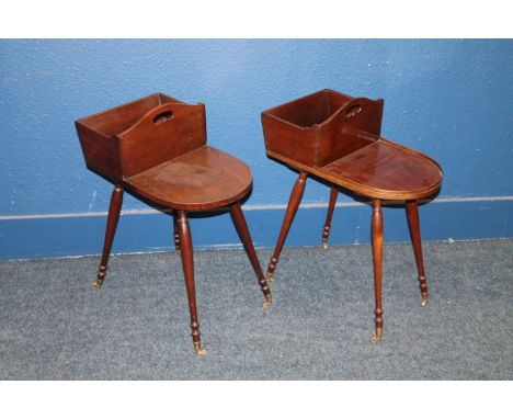 J.W. Hetherington, Lancaster, Near pair of mahogany butlers stands in the manner of Gillows, Each with a cutlery box and D sh