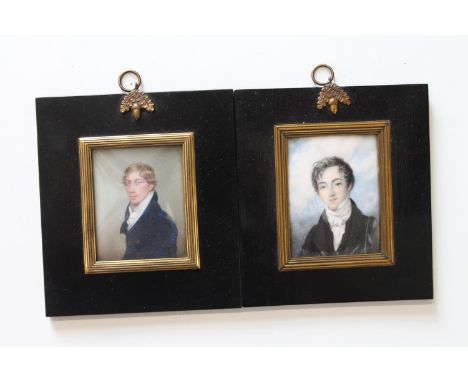 19TH CENTURY SCHOOL&nbsp; A pair of portrait miniatures, one depicting John Johnstone 2nd son of James Raymond Johnstone of A