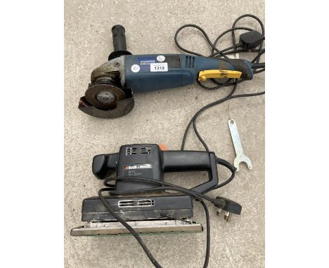 A POWERCRAFT ANGLE GRINDER AND A BLACK AND DECKER SANDER - BOTH IN WORKING ORDER 