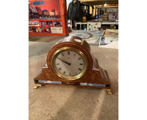 AN INLAID EIGHT DAY MANTLE CLOCK 