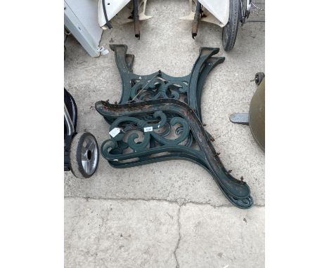A PAIR OF CAST IRON BENCH ENDS 