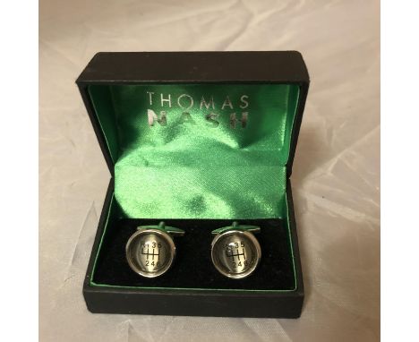 TWO PAIRS OF GENTLEMAN'S CUFFLINKS IN THE FORM OF GEAR KNOBS AND SCOOTERS 