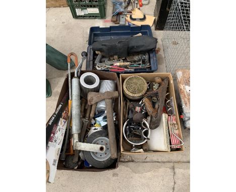 VARIOUS ITEMS TO INCLUDE PLANE, AXE, JOCKEY WHEEL,RASPS, TOOLS ETC 