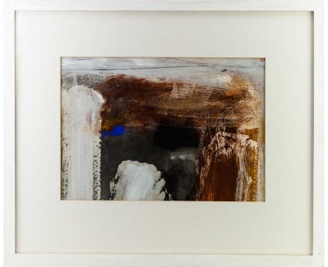 † ROBIN WELCH (1936-2019); 'Red Rust Black and Blue', an Australian abstract landscape, mixed media on paper, inscribed title