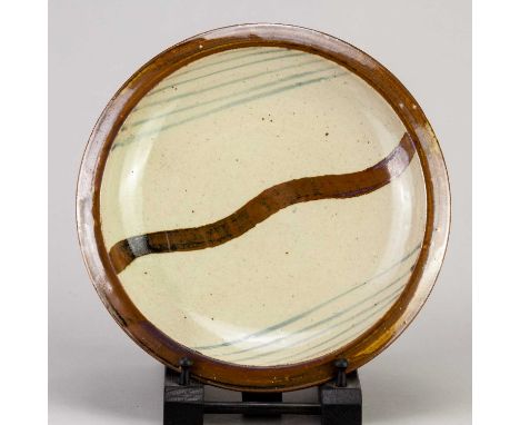 Leach Pottery; a large stoneware wave plate, impressed pottery mark, diameter 29.5cm.Condition Report: Appears good with no o