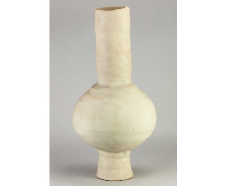 † COLIN GORRY (born 1952); a large stoneware bellied form covered in cream glaze, impressed CG mark, made circa 1984, height 
