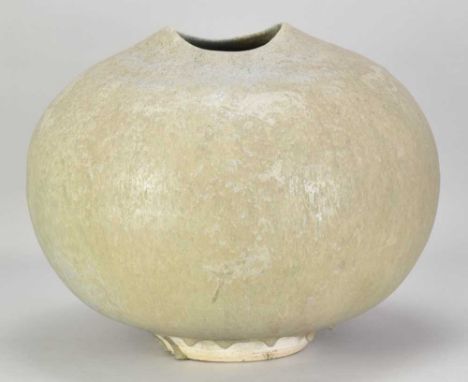 † ABDO NAGI (1941-2001); a large globular stoneware vessel covered in streaky pale green glaze, impressed mark, height 29.5cm