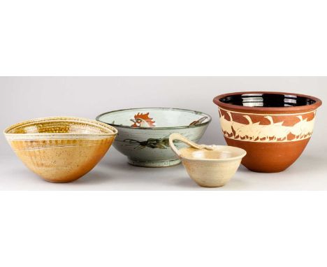 † MOLLY ATTRIL (born 1944); a deep earthenware planter decorated with geese, impressed MA mark, diameter 25cm, a Colin Kellam