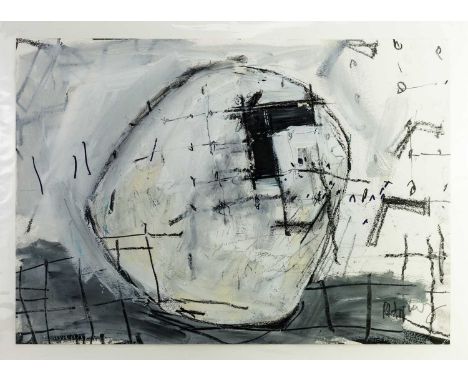 REBECCA APPLEBY (born 1979); a study on paper for the large earthenware boulder form, signed lower right, 61 x 43cm.Condition