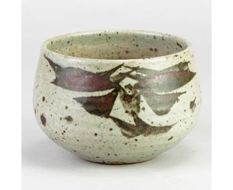 † HELEN PINCOMBE (1908-2004); a stoneware bowl covered in speckled grey glaze with iron decoration, impressed HP mark, diamet