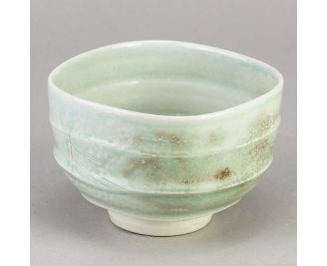† JACK DOHERTY (born 1948) for Leach Pottery; a porcelain chawan covered in soda vapour glaze, impressed J and pottery marks,
