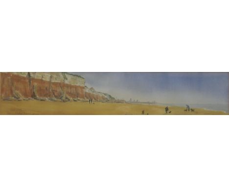 PETER BASHAM, Hunstanton Cliffs, limited edition print, numbered 71/250, framed and glazed. 43 x 8.5 cm.