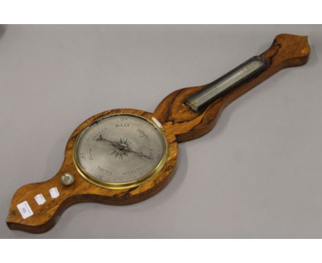 A Victorian rosewood banjo barometer. 93 cm high.