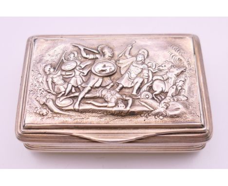 A George III silver snuff box, London 1808, the lid inscribed to the inside 'Cette Tabatier moi ete donne par ma chere mere T