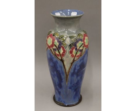 A large Art Deco Royal Doulton stoneware vase, by Maud Bowden. 39.5 cm high.