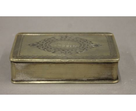 A 19th century table snuff box. 12 cm wide.