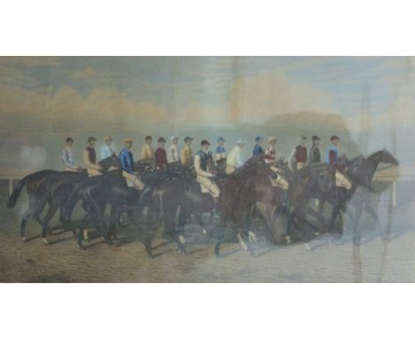 Our Leading Jockeys of the Day, print After GEORGE VEAL 1885, engraved by E G Hester and with facsimile Jockeys signatures, f