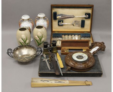 A quantity of miscellaneous items, including a barometer, binoculars, etc.