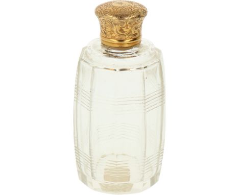   Parfum Flacon. 20e eeuw, gebruikssporen. 135 gram, 14 kt. Afm. H 10 cm. Geschatte opbrengst: € 250 - € 350.        Perfume 