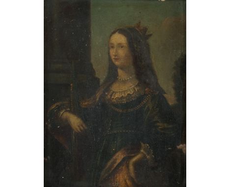   Noord Europese School, 17e eeuw. Portret van een vorstin, mogelijk St. Susanna van Rome. Olieverf op koper. L: 19 cm, B: 14