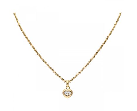   Geelgouden Chopard Happy Diamonds collier, met ca. 0.02 ct. diamant - 18 kt. Serienummer: 9156228 79/4854. 1 Briljant gesle