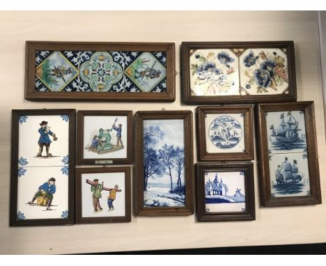   Een lot van diverse tegels waaronder transferware tegels. 19e/20e eeuw. Geschatte opbrengst: € 30 - € 50.        A lot of v