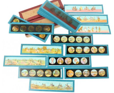   Een lot van (2) doosjes Toverlantaarn plaatjes. Geschatte opbrengst: € 10 - € 50.        A lot of (2) boxes of Magic Lanter