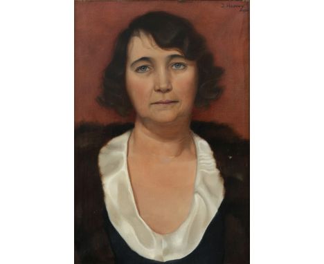   Jan Hendrik Hoowy (Hengelo 1907-1987 Enico (VS)), Portret van een vrouw. Gesigneerd en gedateerd '1930' (rechtsboven), olie