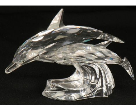  Swarovski jaarlijks item 1990 "Volg mij" de Dolfijnen In goede staat zonder originele doos. Geschatte opbrengst: € 10 - € 5