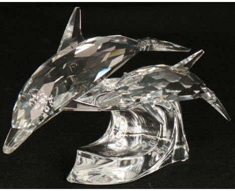   Swarovski jaarlijks item 1990 "Volg mij" de Dolfijnen In goede staat met certificaatH: 7 cm. Geschatte opbrengst: € 10 - € 