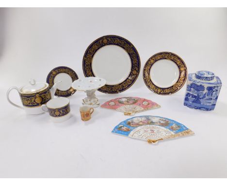 A Royal Worcester porcelain teapot decorated in the Sandringham pattern, together with a dinner plate, tea cup saucer and tea