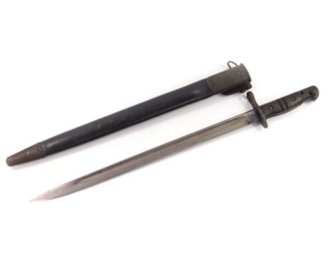 A U.S. Winchester WWI bayonet 1917, in a Graton and Knight leather scabbard, 58.5cm L.