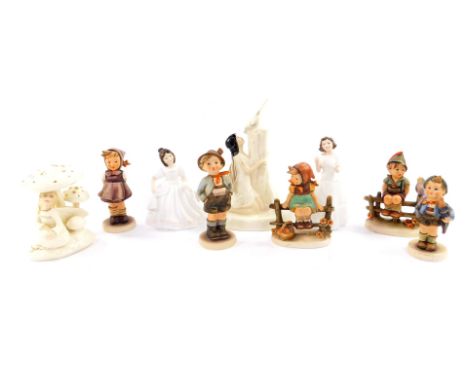 Four Royal Doulton figures, comprising The Enchantment Collection, The Magpie Ring HN2978, and April Showers 893024, together