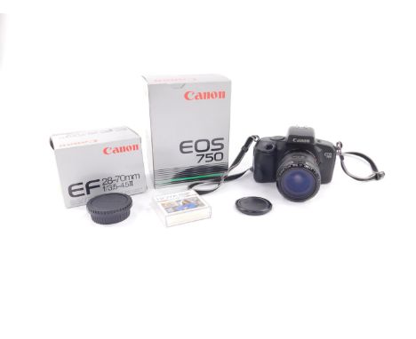 A Canon EOS 750 Digital camera, with an EF zoom lens 28-70mmF/3.5-4.5 II, both boxed. (2)