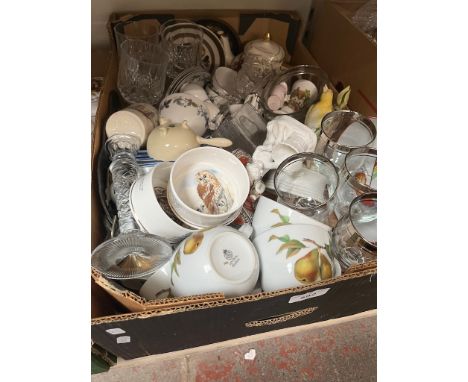 Mixed china and glass etc including Royal Doulton and Royal Worcester Evesham 