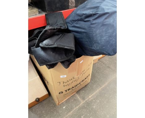 Outdoors equipment to include tent, camping stools, sleeping bags, foam mats, light, single airbed, etc. 