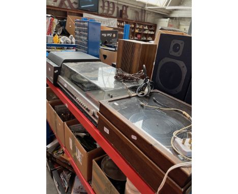 A Connoiseur record player in wooden case, an ITT 2010 music centre, and a Dynatron record player with Garrard deck 