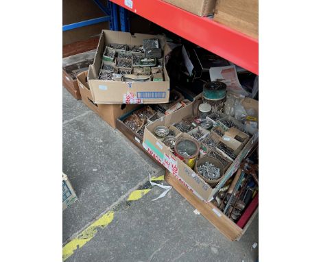 6 booxes of garage ware including hand tools, screws, nuts and bolts etc 
