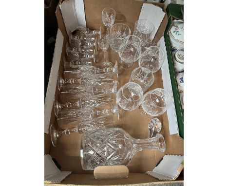 Edinburgh crystal - decanter and 22 glasses including flutes, brandy and whisky tumblers 