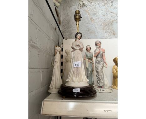 3 Italian figurines by M Salvatini (one as a lamp), together with 2 others 