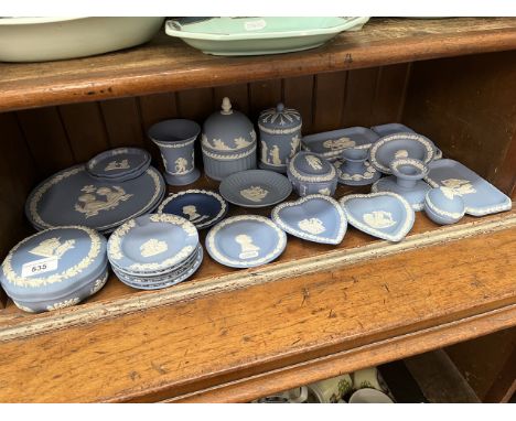 Blue Wedgwood jasperware including lidded dishes, plates etc. approx. 30 pieces 