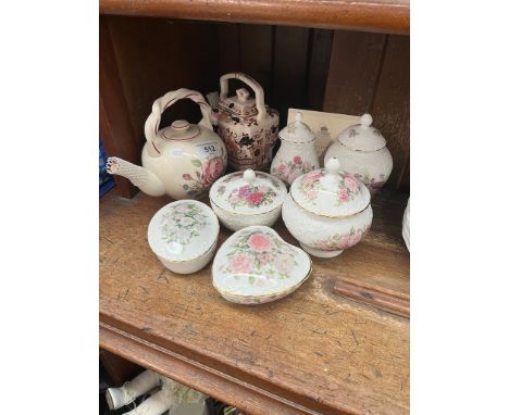 Six Coalport Garden of the Rose items, masons small teapot and Adams small teapot 