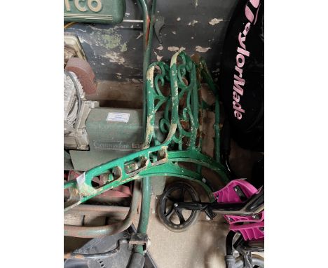 2 cast iron bench ends and a vintage lopper 